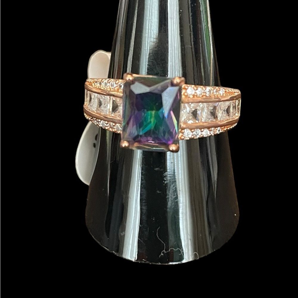 18K ROSE GOLD FILLED MYSTIC TOPAZ RING, SZ 8.5